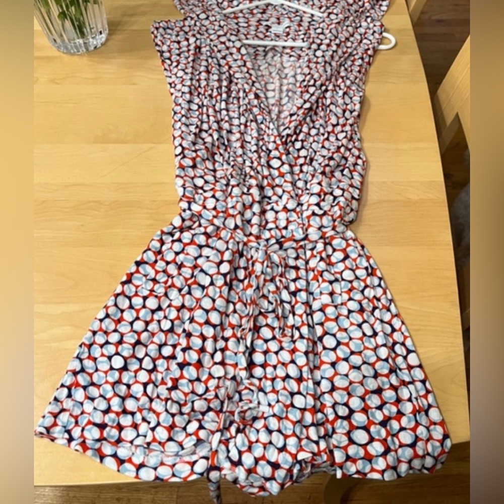 $398 Diane Von Furstenberg Sleeveless Hooded Romper in Dot Print - Picture 11 of 13